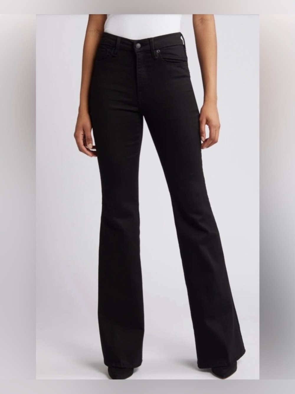 Good American NEW Good Flare Black Jeans High Rise Sz.14/32x33” Boho Classic